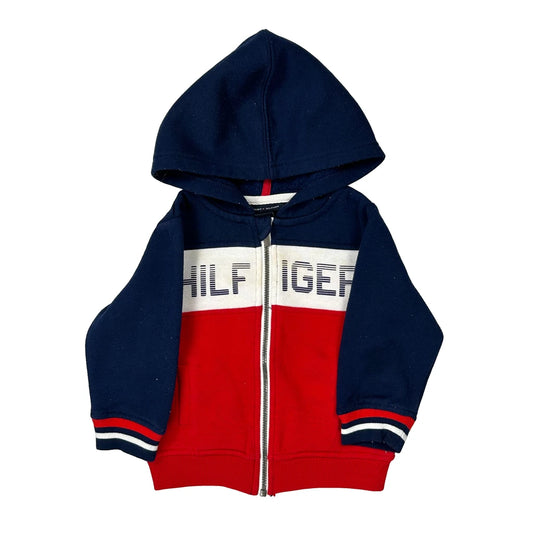 Vintage Age 12 Months Tommy Hilfiger Spellout Hoodie - 2XS Navy Cotton