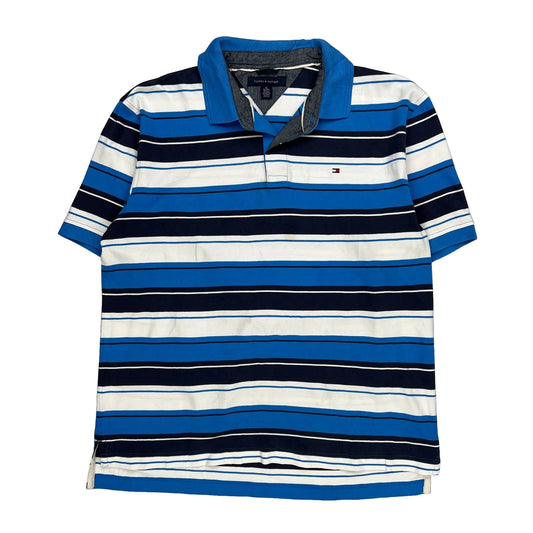 Tommy Hilfiger Striped Polo Shirt - XL Blue Cotton