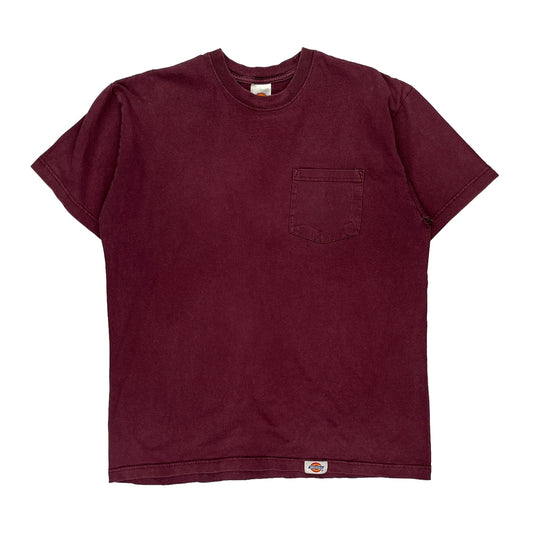 Dickies T-Shirt - Large Burgundy Cotton