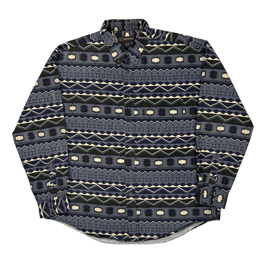 Courtenay Patterned Shirt - Large Blue Cotton
