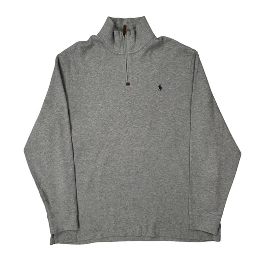 Vintage Polo By Ralph Lauren 1/4 Zip - 2XL Grey Cotton
