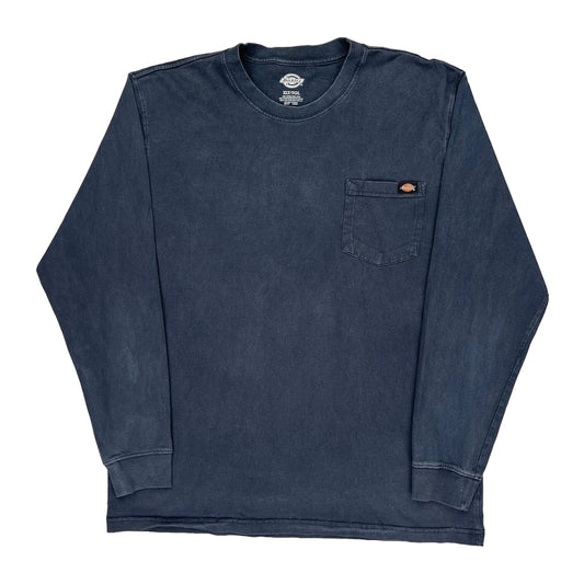 Dickies Long Sleeve T-Shirt - XL Blue Cotton