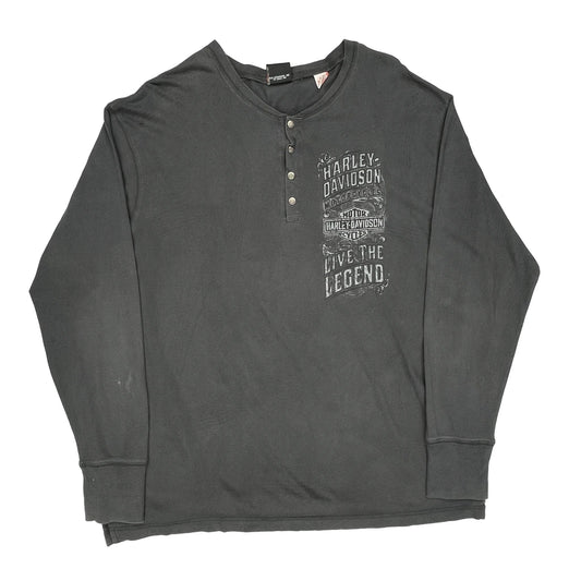 Live The Legend Harley Davidson Graphic Long Sleeve T-Shirt - XL Black Cotton