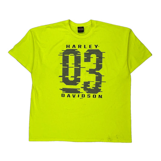 Motorcycle Harley Davidson Graphic T-Shirt - 2XL Yellow Cotton