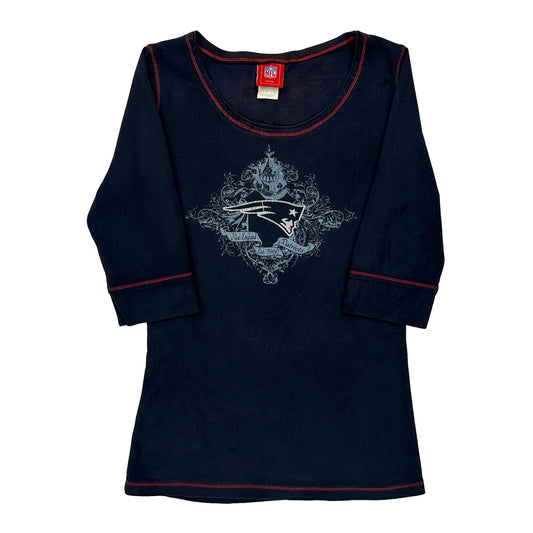 New England Patriots Nfl Football Long Sleeve T-Shirt - Medium Navy Cotton