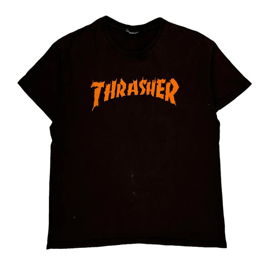 Burn It Down Thrasher Graphic T-Shirt - Medium Black Cotton