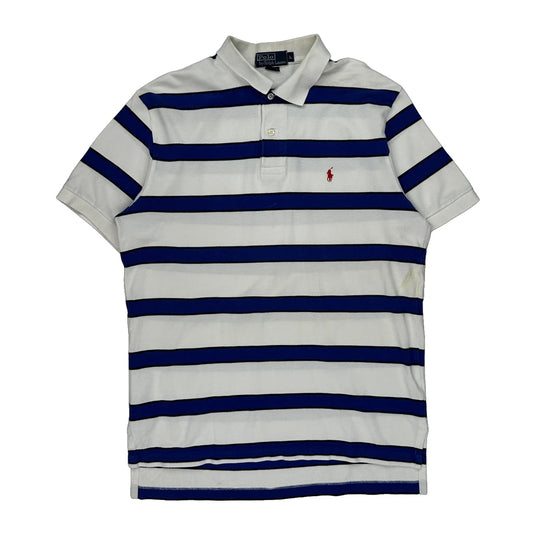 Polo By Ralph Lauren Striped Polo Shirt - Large White Cotton