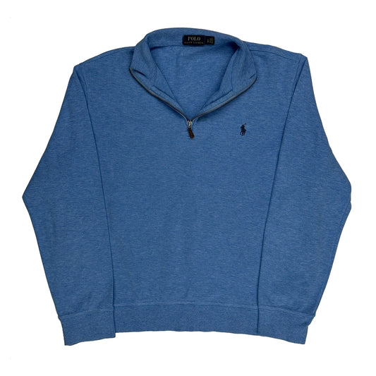 Vintage Polo By Ralph Lauren 1/4 Zip - Large Blue Cotton