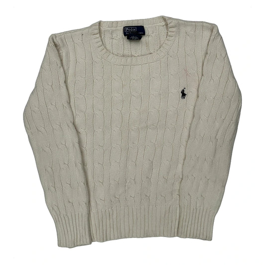 Vintage Age 5 Polo By Ralph Lauren Jumper - Small Cream Cotton