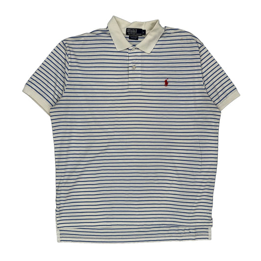 Polo By Ralph Lauren Striped Polo Shirt - Large Blue Cotton