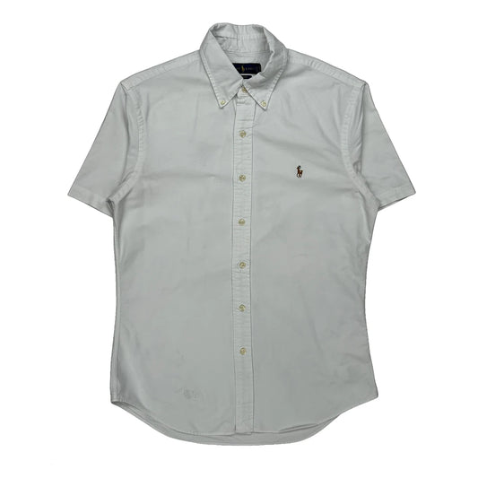 Vintage Ralph Lauren Slim Fit Short Sleeve Shirt - Medium White Cotton