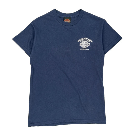 Emerald City Harley Davidson T-Shirt - XS Blue Cotton