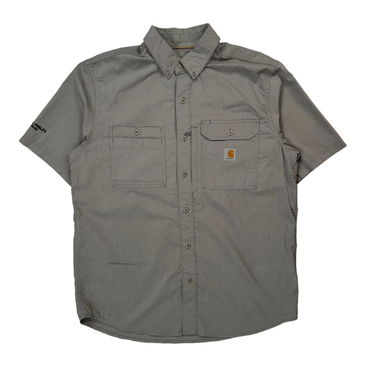 Vintage Carhartt Short Sleeve Shirt - Large Grey Polyester