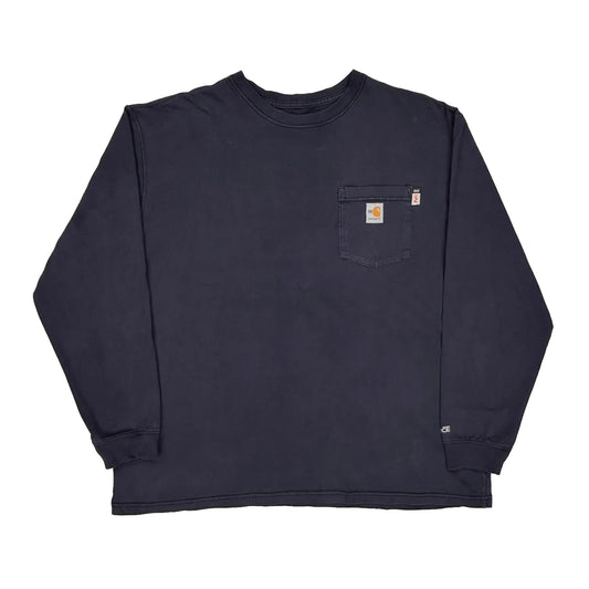 Carhartt Long Sleeve T-Shirt - XL Navy Cotton