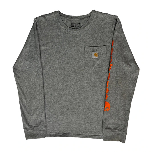 Age 15 Carhartt Long Sleeve T-Shirt - XL Grey Cotton