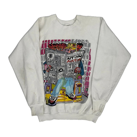 Made In USA Fruit Of The Loom Graphic Sweatshirt - XL White Cotton Blend
