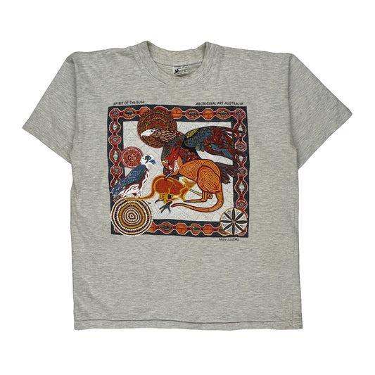 Aboriginal Art Australia Gooses Single Stitch T-Shirt - XL Grey Cotton