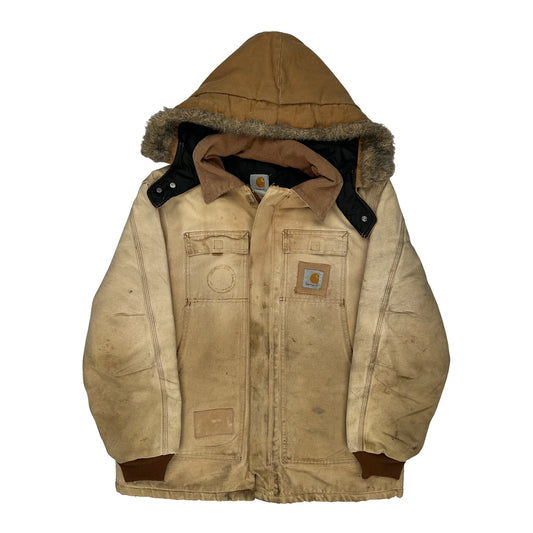 Vintage Carhartt Hooded Jacket - Large Beige Cotton