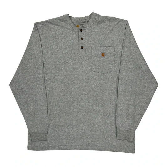 Carhartt Long Sleeve T-Shirt - Large Grey Cotton