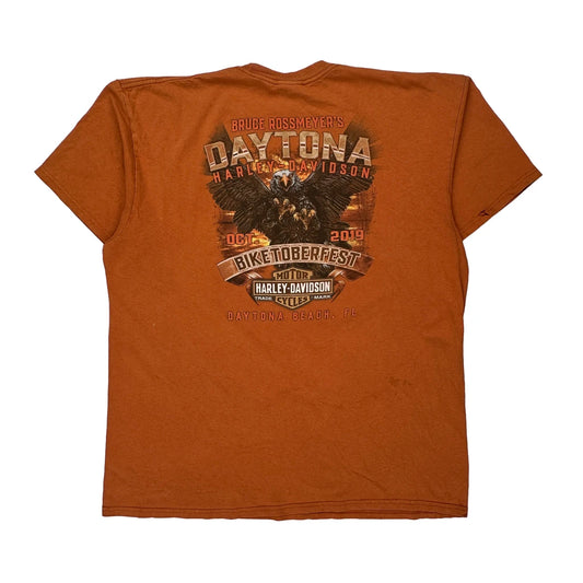 Harley Davidson Graphic T-Shirt - XL Orange Cotton