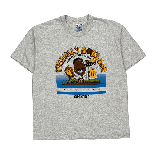 Friendly Bob'S Bar Hanes Single Stitch T-Shirt - Large Grey Cotton Blend