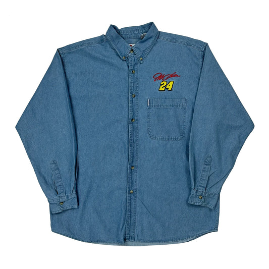 Vintage 24 Competitors View Nascar Denim Shirt - XL Blue Cotton