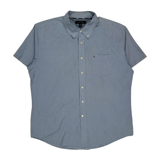 Tommy Hilfiger Checked Short Sleeve Shirt - XL Blue Cotton