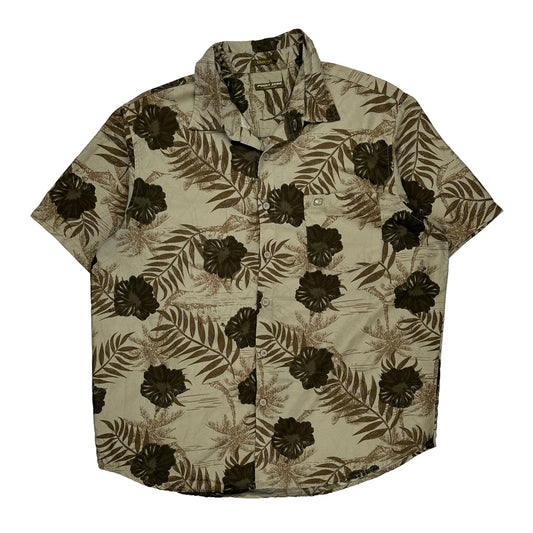 Point Zero Floral Hawaiian Shirt - XL Beige Cotton