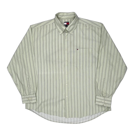 Tommy Hilfiger Striped Shirt - XL Green Cotton