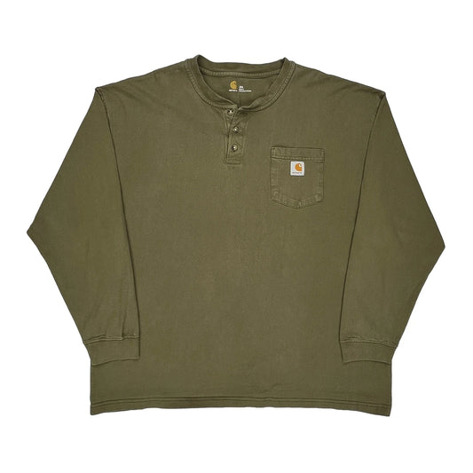 Carhartt Long Sleeve T-Shirt - 2XL Green Cotton
