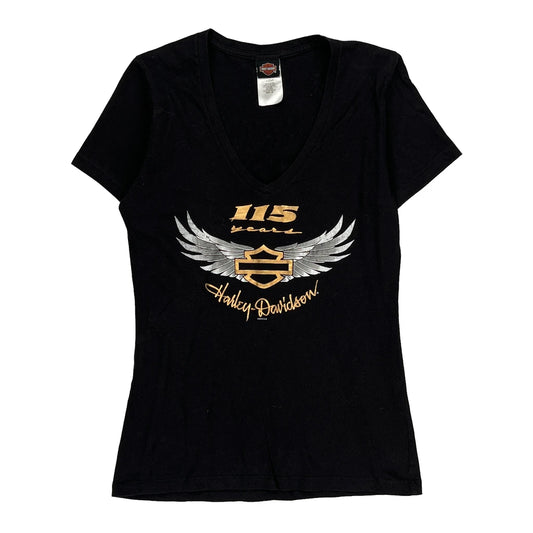 115 Years Harley Davidson T-Shirt - Medium Black Cotton