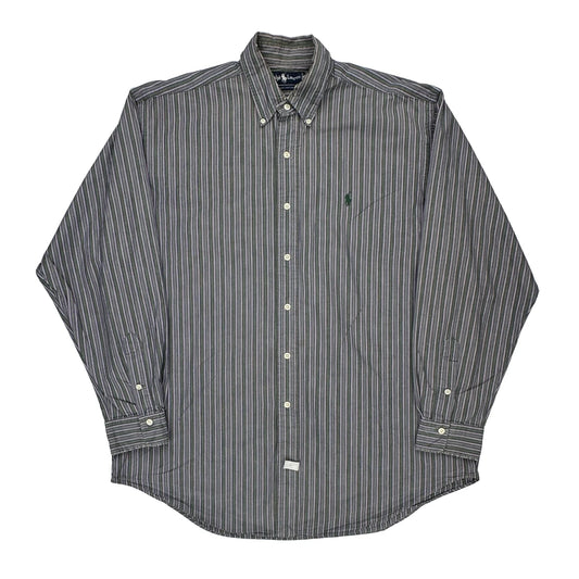 Ralph Lauren Striped Shirt - Large Grey Cotton