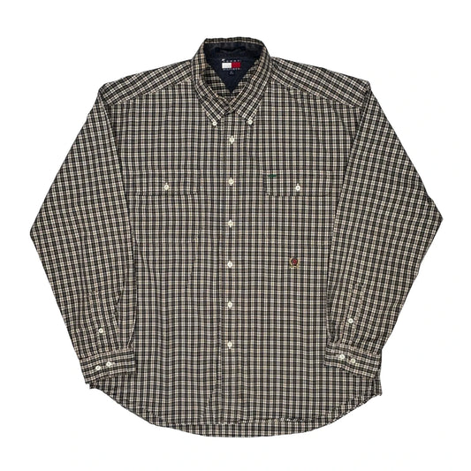Vintage Tommy Hilfiger Checked Shirt - XL Brown Cotton