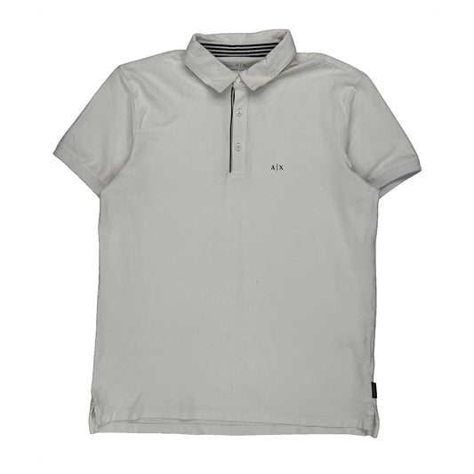 Armani Exchange Polo Shirt - Large White Cotton