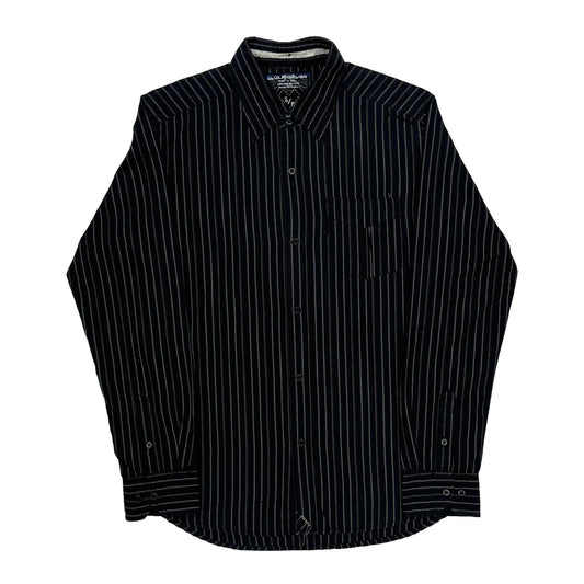 Vintage Quiksilver Striped Shirt - Small Black Cotton