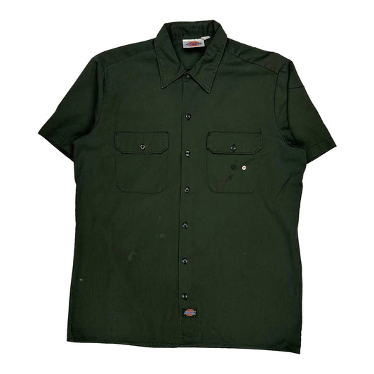 Vintage Dickies Short Sleeve Shirt - Large Green Cotton