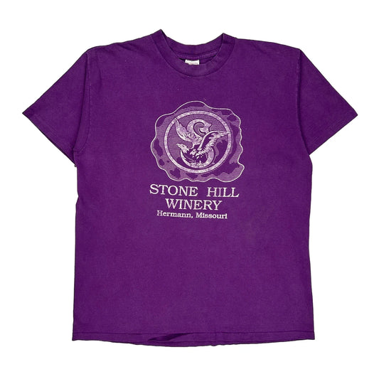 Made In USA Single Stitch Stone Hill Winery Delta Graphic T-Shirt - XL Purple Cotton