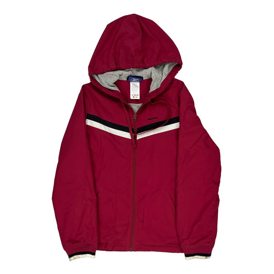 Reebok Striped Jacket - Small Red Cotton Blend