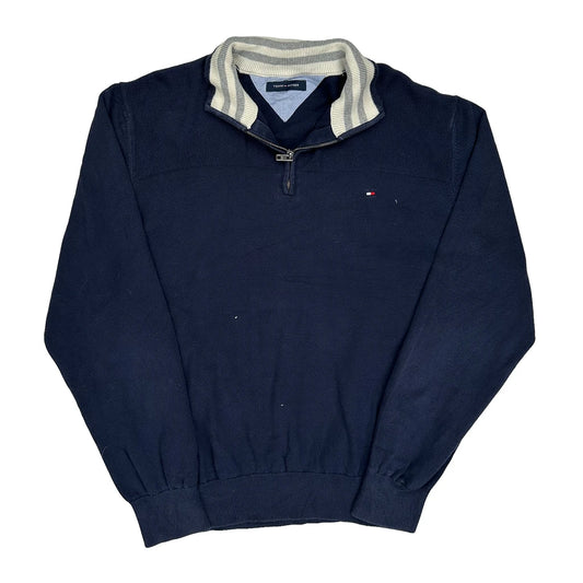 Vintage Tommy Hilfiger 1/4 Zip - Large Navy Cotton