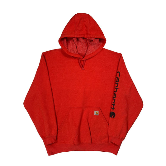 Carhartt Spellout Hoodie - XL Red Cotton