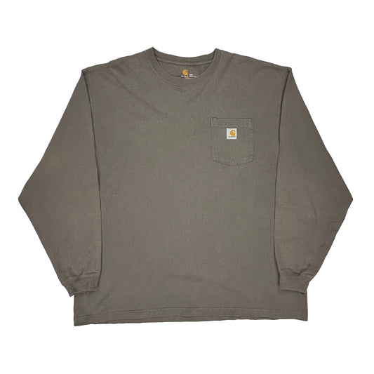 Carhartt Long Sleeve T-Shirt - 2XL Grey Cotton