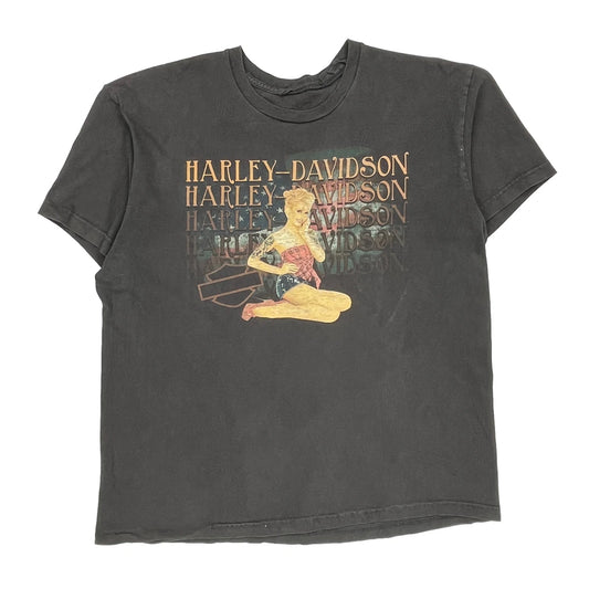 Valparaiso Indiana Harley Davidson Graphic T-Shirt - Large Black Cotton