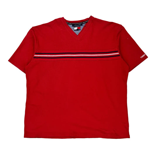 Tommy Jeans Striped T-Shirt - 2XL Red Cotton