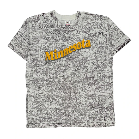 Minnesota Fruit Of The Loom Graphic T-Shirt - XL White Cotton