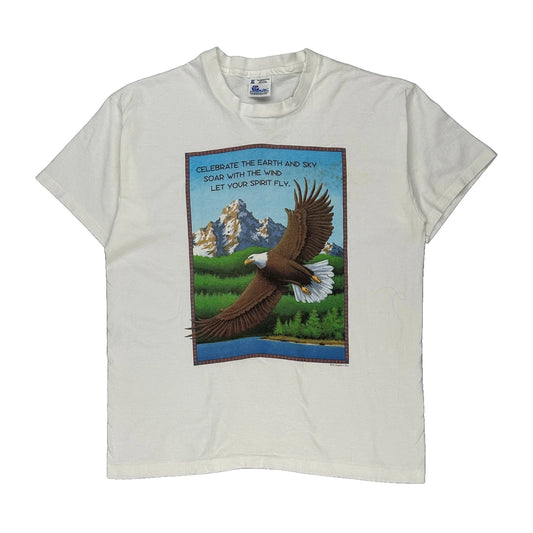 Single Stitch Human I Tees Graphic T-Shirt - XL White Cotton