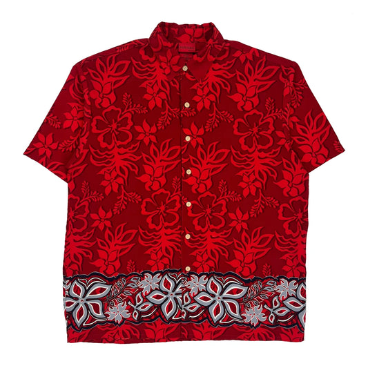 Vintage Extreme Gear Floral Hawaiian Shirt - Large Red Polyester