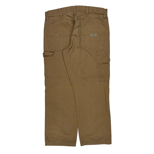 Wrangler Carpenter Trousers - 34W 29L Brown Cotton