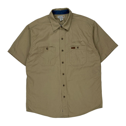 Carhartt Short Sleeve Shirt - Large Khaki Cotton