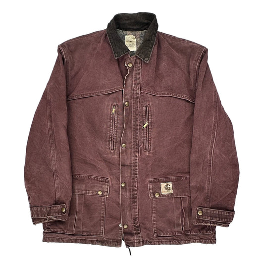 Made In USA Carhartt Jacket - Large Burgundy Cotton