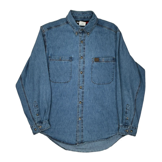 Wrangler Denim Shirt - Large Blue Cotton